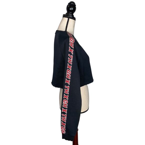 GiGi Hadid x Tommy Hilfiger Black Graphic Cut Off Cropped Sweatshirt   Size: XS - Picture 2 of 4
